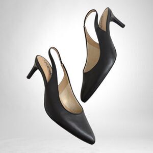 LifeStride Soft System Annalise, Black Smooth Slingback Pumps, NEW! Size 8 Wide